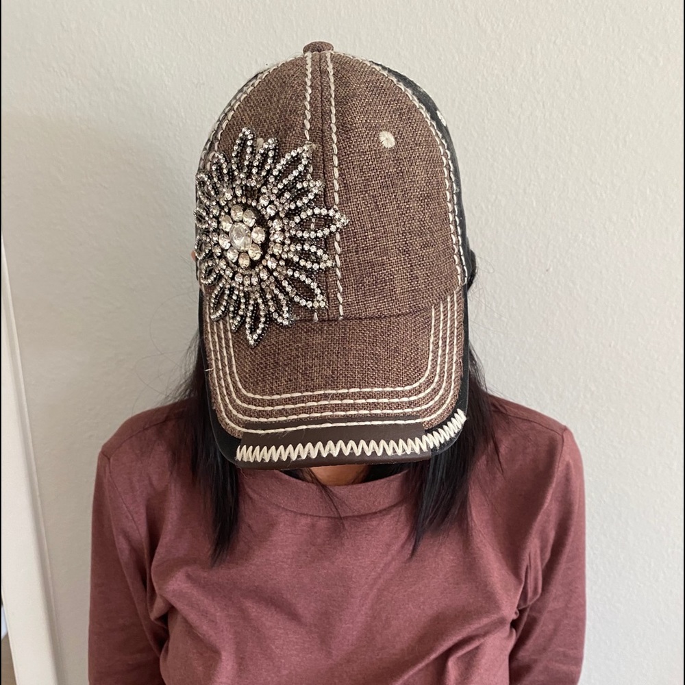 Rhinestone And Embroidered Baseball cap.